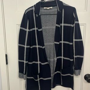 Loft XS sweater blazer - open front, midi length.
